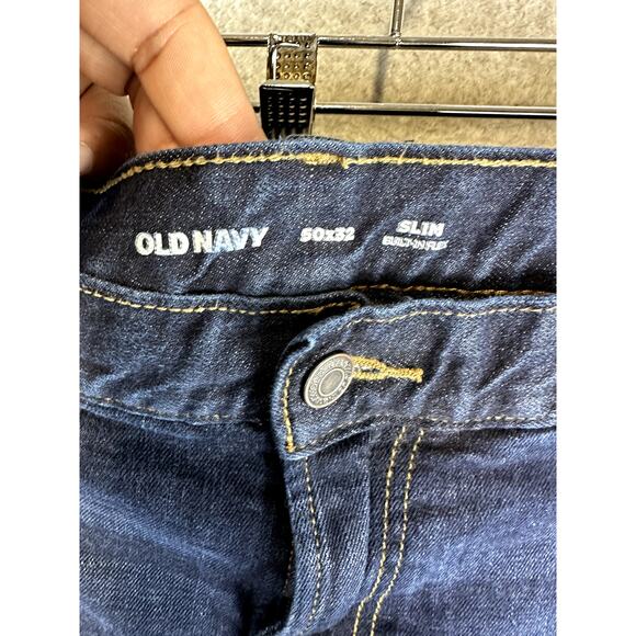Old Navy Mens Jeans Sz 50x32 Slim Leg Dark Wash Denim Pockets Stretch Pockets - Picture 7 of 8